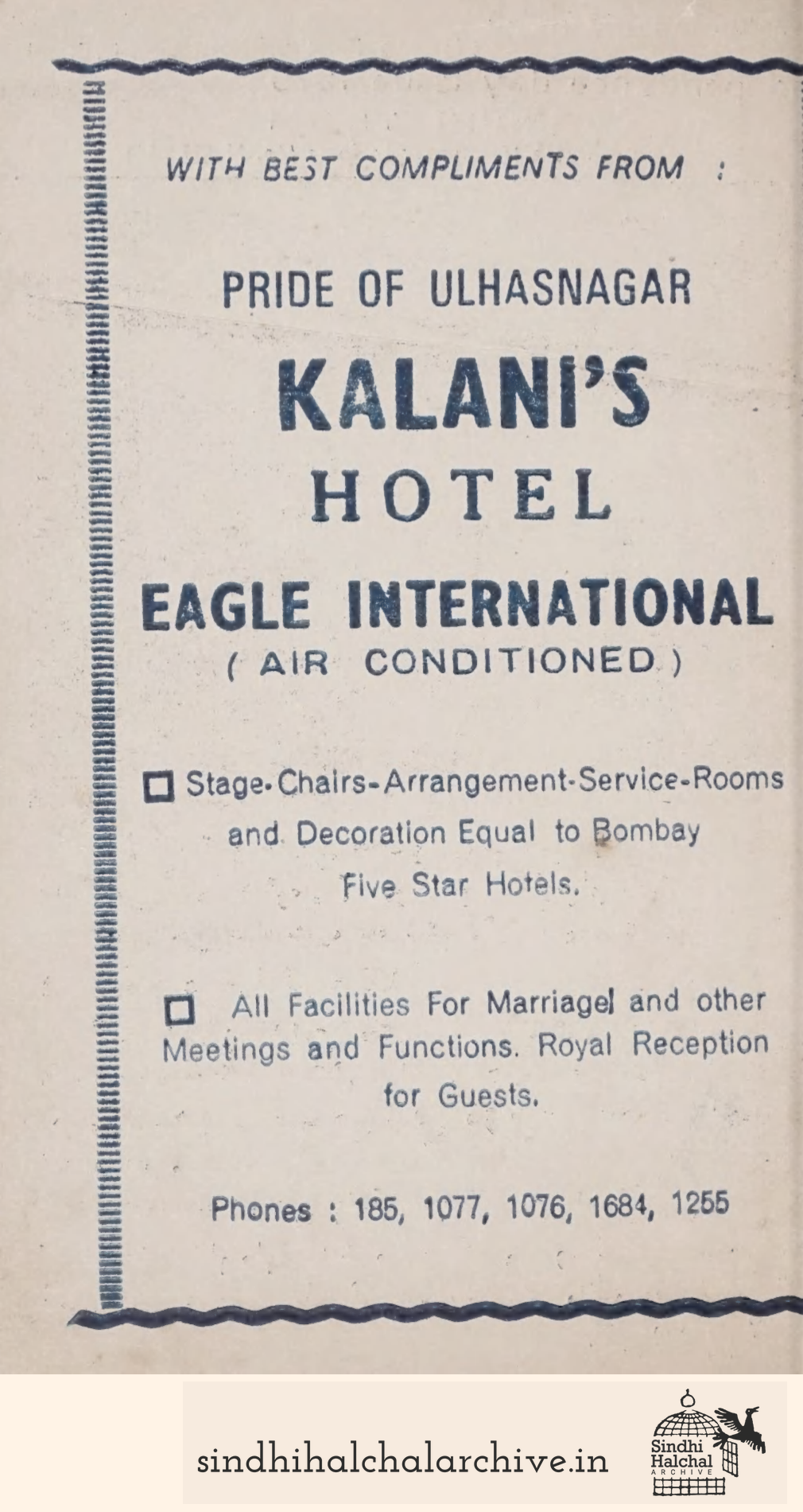 Image of AD PRIDE OF ULHASNAGAR
 KALANI'S
 HOTEL
 EAGLE INTERNATIONAL